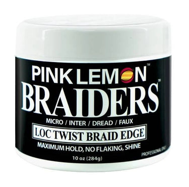 Pink Lemon Braiders Loc Twist Braid Edge Gel – Maximum Hold 10 oz